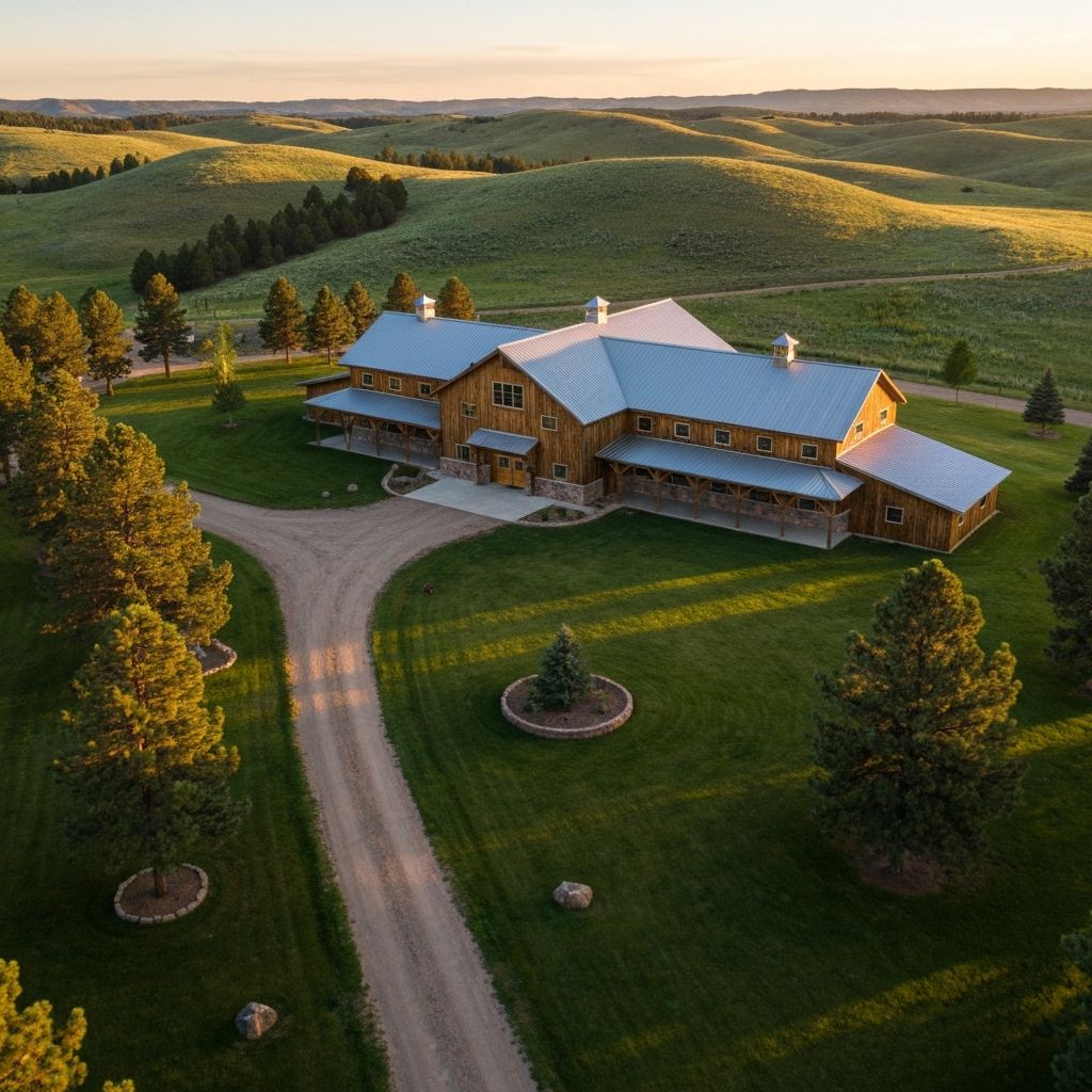 Aerial view of barndominium property